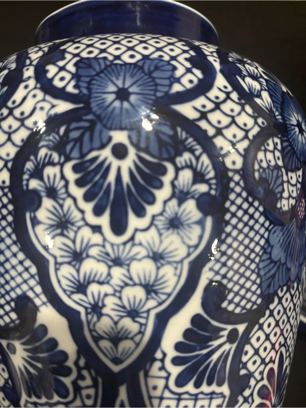 Pier 1 Imports Asian Inspired Blue And White Jar with Lid 14